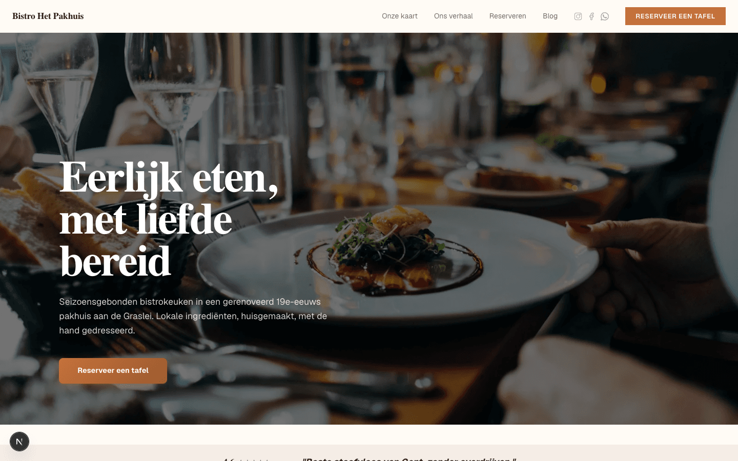 Bistro Het Pakhuis — website
