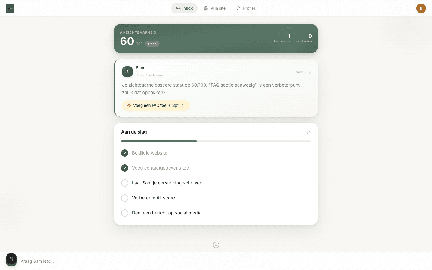 Van Hoeck & Zonen dashboard